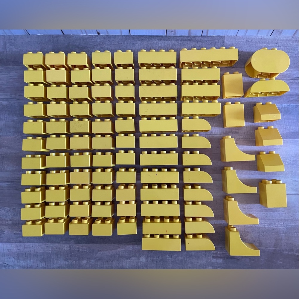 Vintage Lego Duplo YELLOW sorted building blocks VNTG VTG big lot set toddler